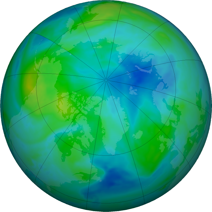 Arctic ozone map for 02 October 2021